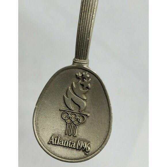 Fort Pewter Atlanta 1996 Vintage 100th Olympic Flame Embossed Mini Spoon - Picture 2 of 11